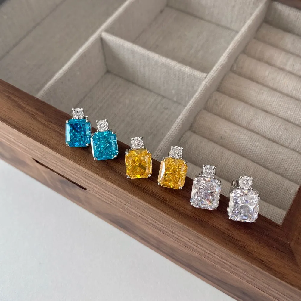 8A Ice Cut Zirconia Rectangle Stud Earring 40200258 - image3