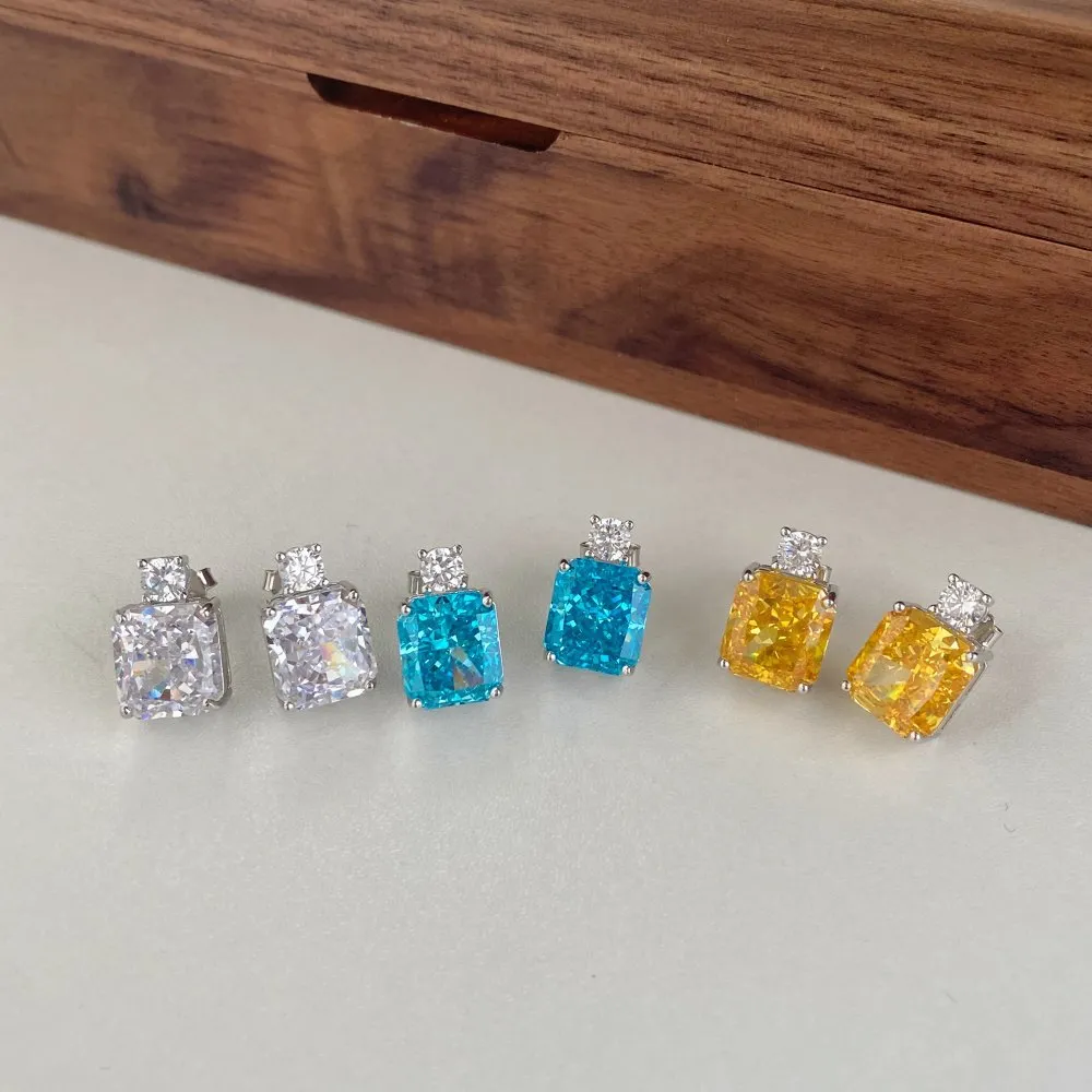 8A Ice Cut Zirconia Rectangle Stud Earring 40200258 - image4
