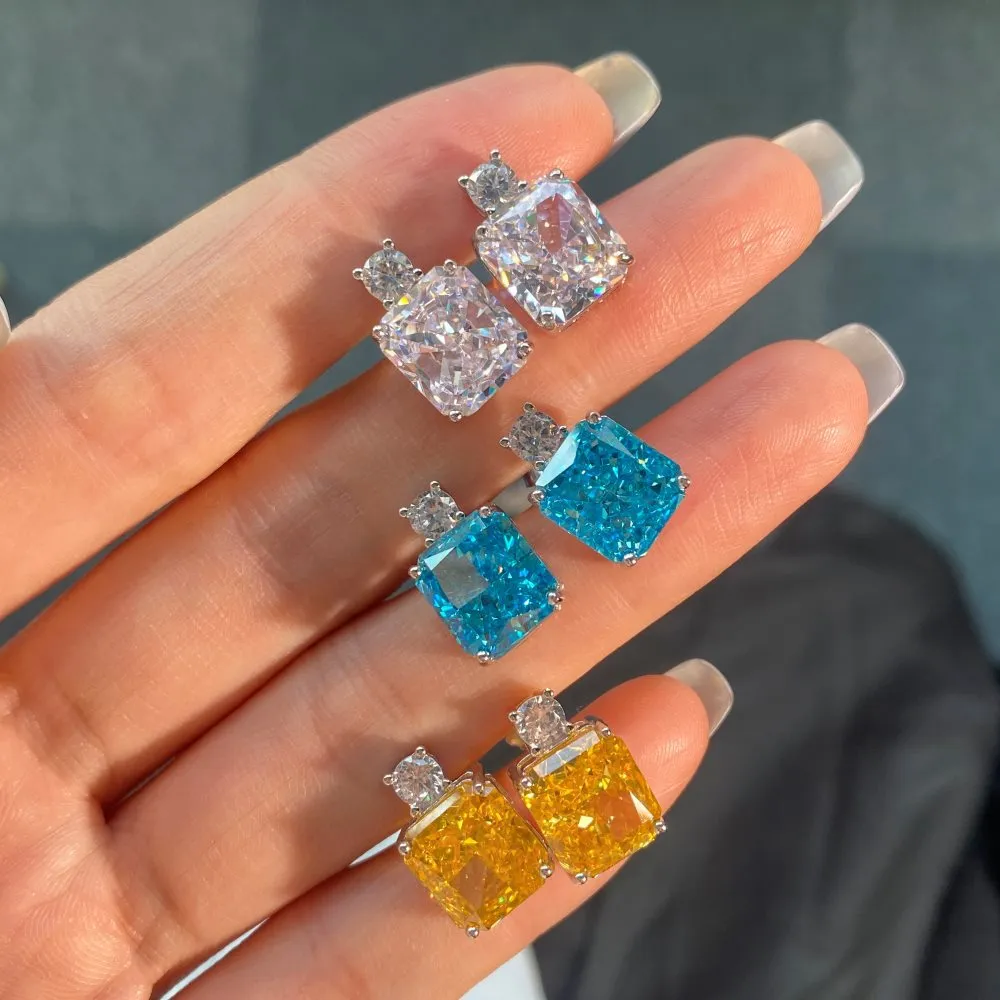8A Ice Cut Zirconia Rectangle Stud Earring 40200258 - image1