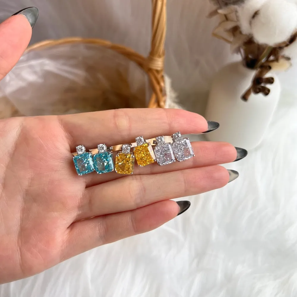 8A Ice Cut Zirconia Rectangle Stud Earring 40200258 - image2