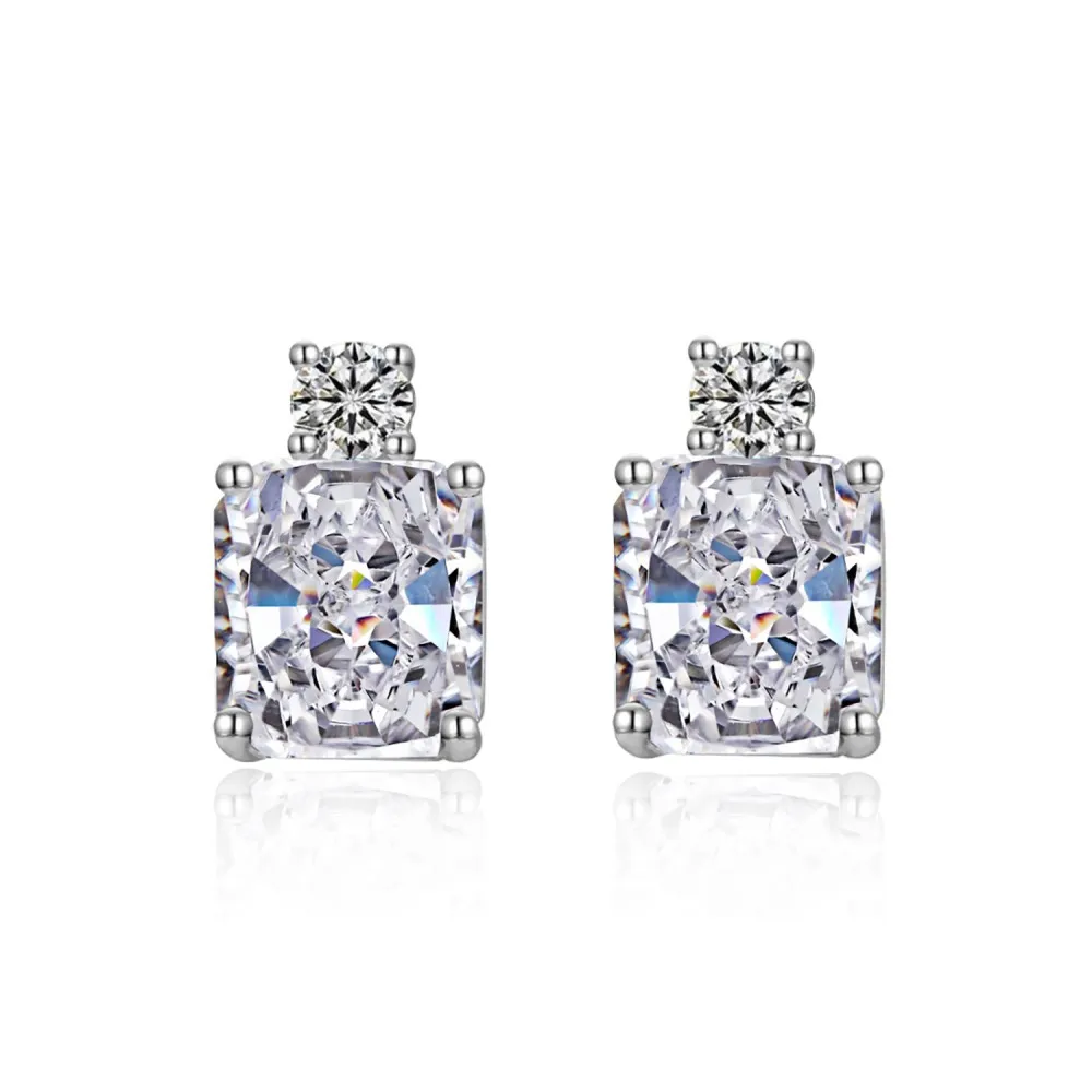 8A Ice Cut Zirconia Rectangle Stud Earring 40200258