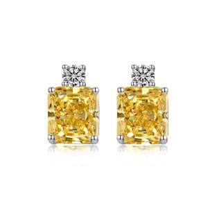 8A Ice Cut Zirconia Rectangle Stud Earring 40200258