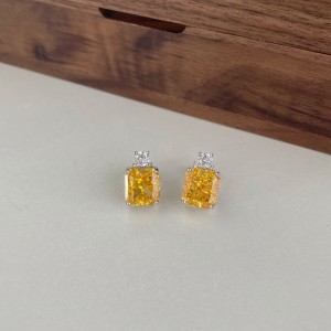 8A Ice Cut Zirconia Rectangle Stud Earring 40200258