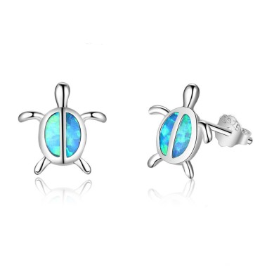 Blue Opal Turtle Stud Earring 40200259