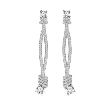 Sparkle Zirconia Rope Tassel Stud Earring 40200265