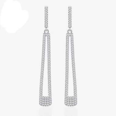 Luxury Zirconia Geometric Tassel Stud Earring 40200267