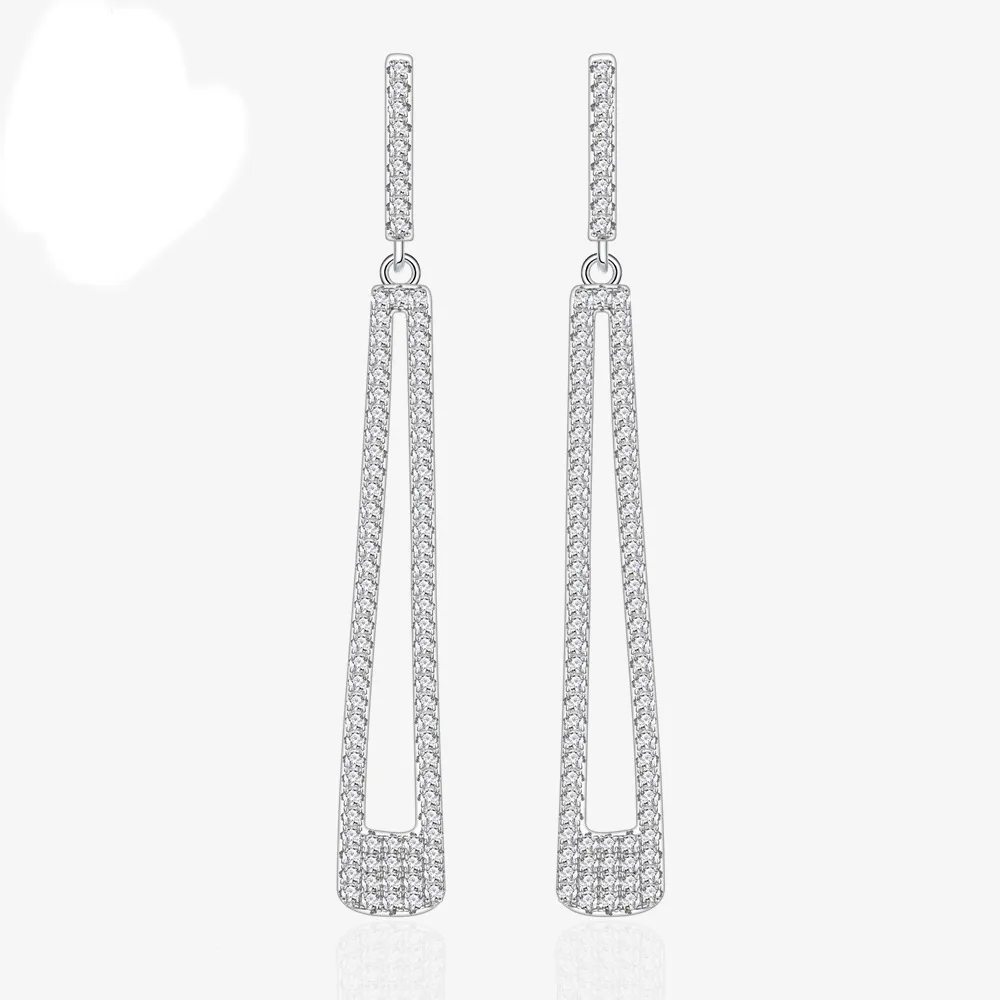 Luxury Zirconia Geometric Tassel Stud Earring 40200267