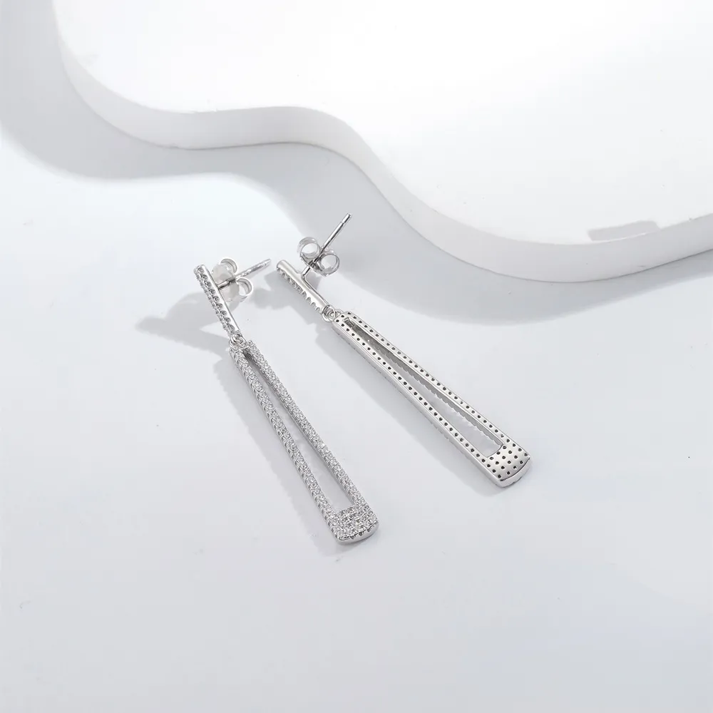 Luxury Zirconia Geometric Tassel Stud Earring 40200267 - image2