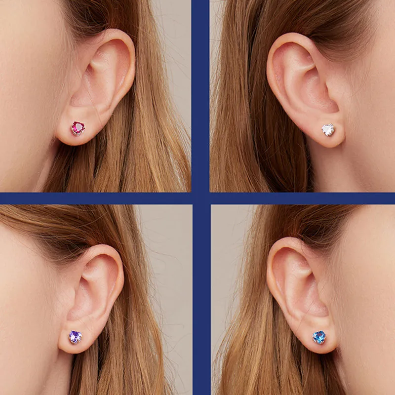 Love Heart Birthday Zirconia Stud Earring 40200269 - image3