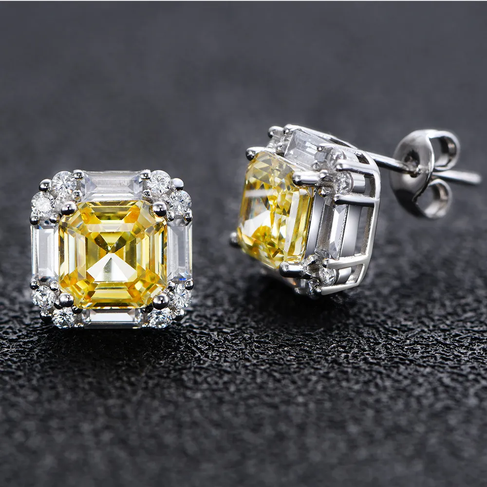 8A Yellow Zirconia Square Party Stud Earring 40200271 - image1