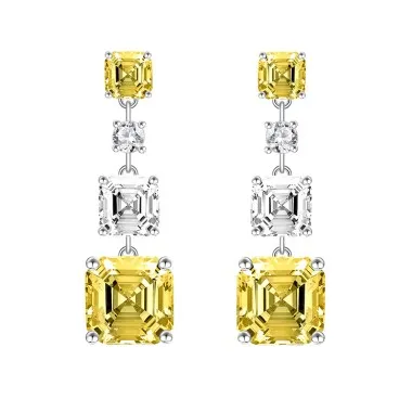 8A Square Zirconia Party Tassel Stud Earring 40200274