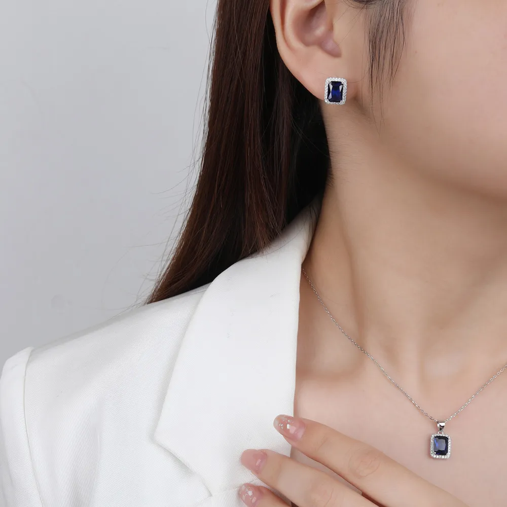 Luxury Rectangle Zirconia Party Stud Earring 40200275 - image1