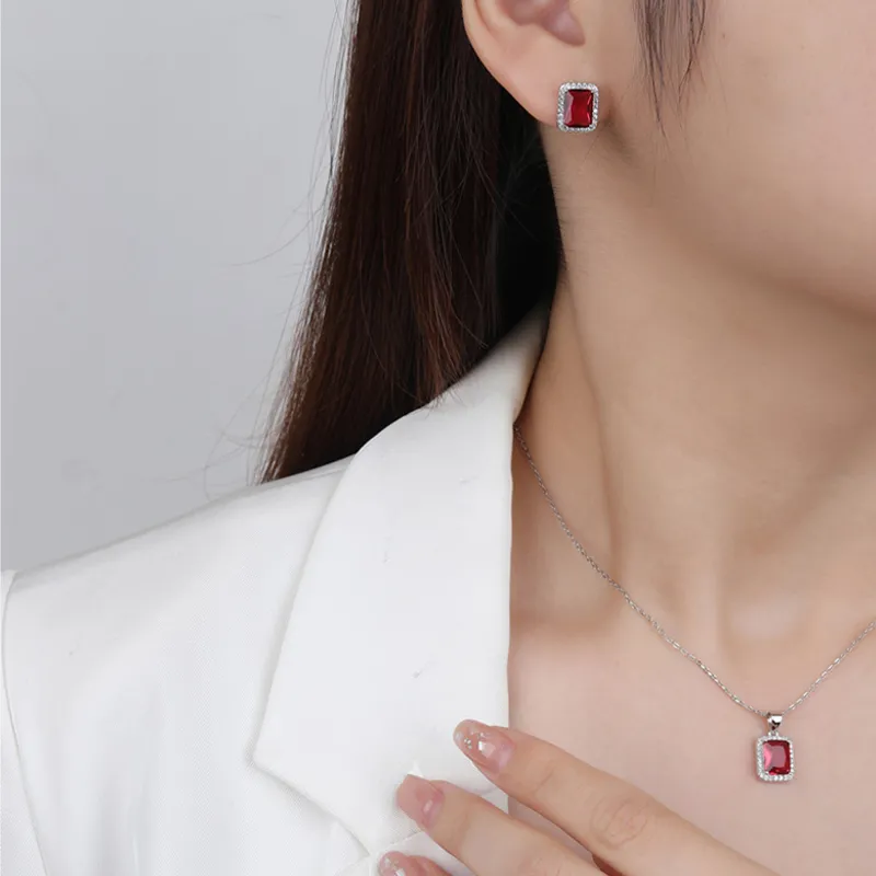 Luxury Rectangle Zirconia Party Stud Earring 40200275 - image3