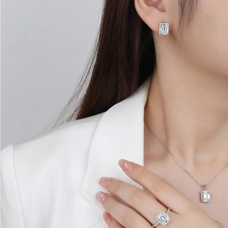 Luxury Rectangle Zirconia Party Stud Earring 40200275 - image4
