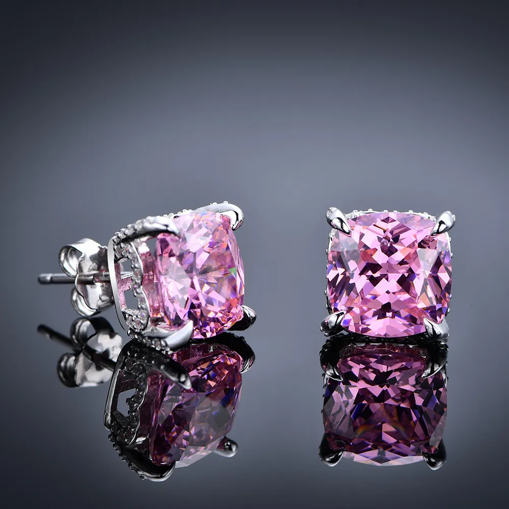 Hot Pink 8A Square Zirconia Party Stud Earring 40200278 - image2