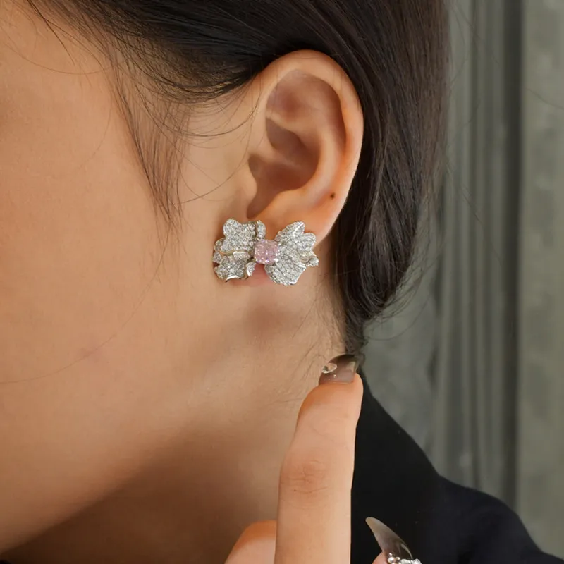 Luxury 8A Zirconia Bow Party Stud Earring 40200279 - image3