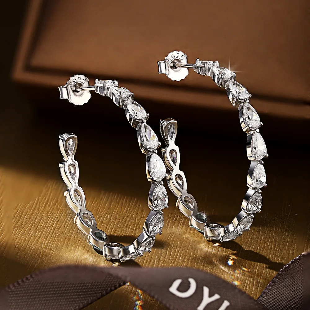8A Waterdrop Zirconia Hoop Stud Earring 40200280 - image2