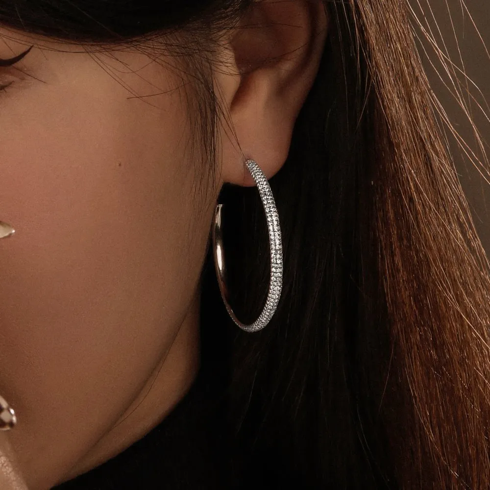 Full 5A Zirconia Hoop Stud Earring 40200281 - image1