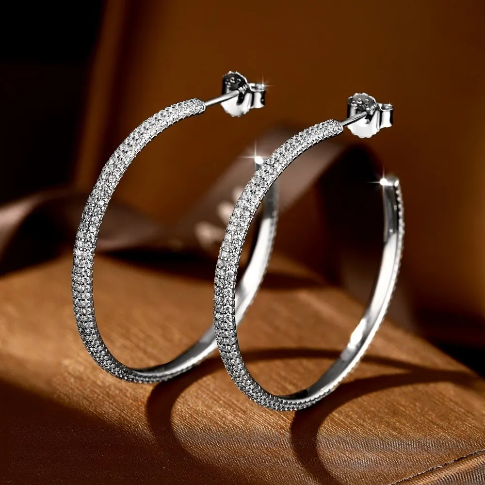Full 5A Zirconia Hoop Stud Earring 40200281 - image2