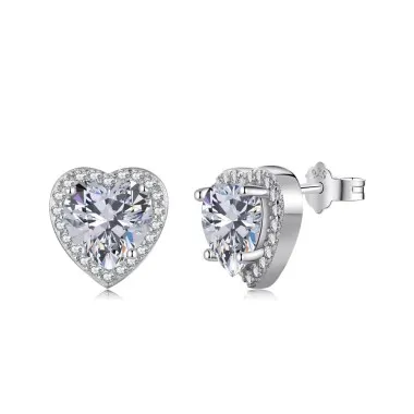 Shiny Heart Zirconia Wedding Stud Earring 40200287