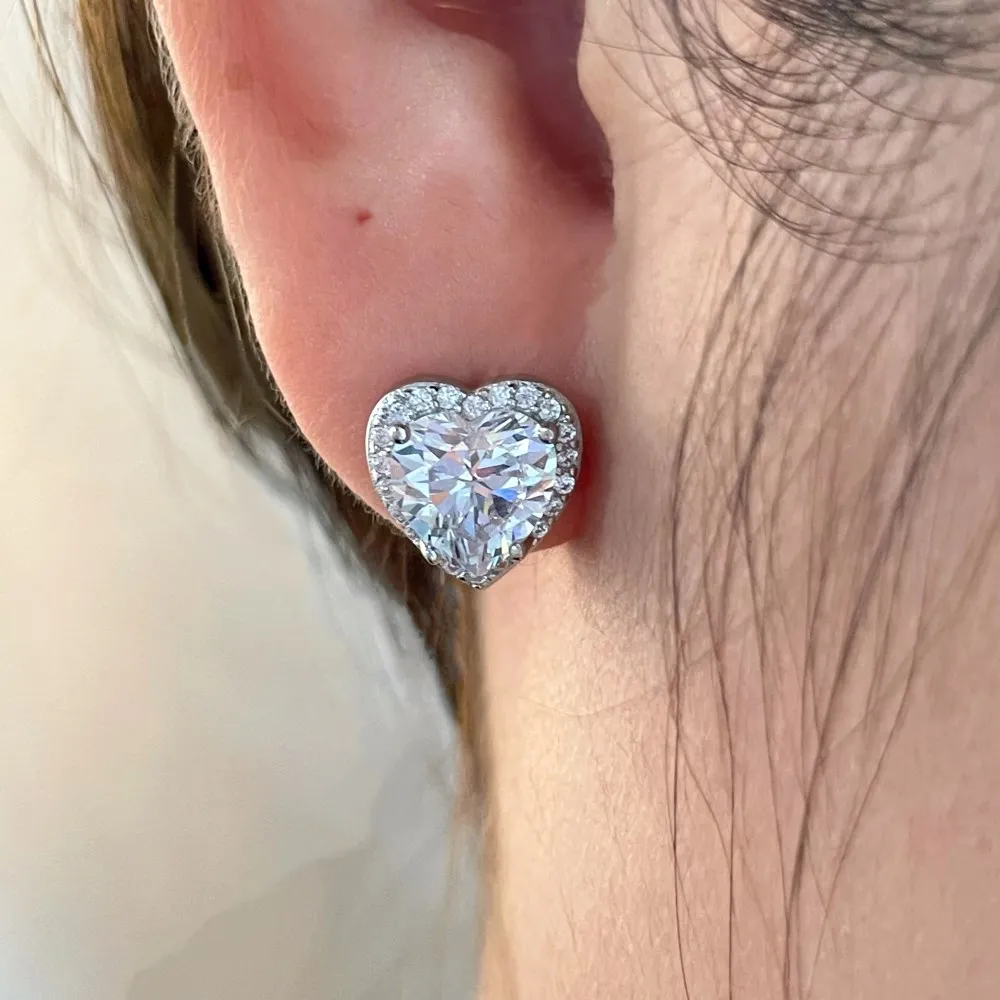 Shiny Heart Zirconia Wedding Stud Earring 40200287 - image1