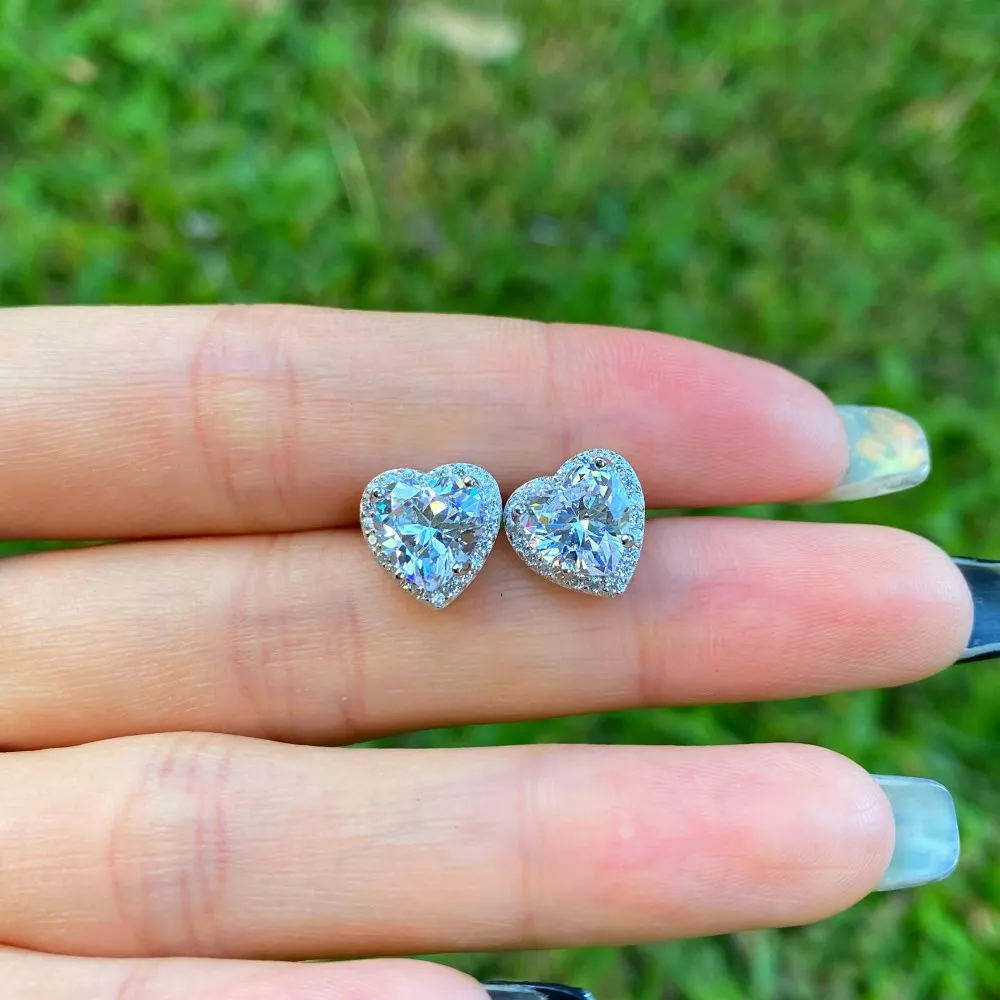 Shiny Heart Zirconia Wedding Stud Earring 40200287 - image2