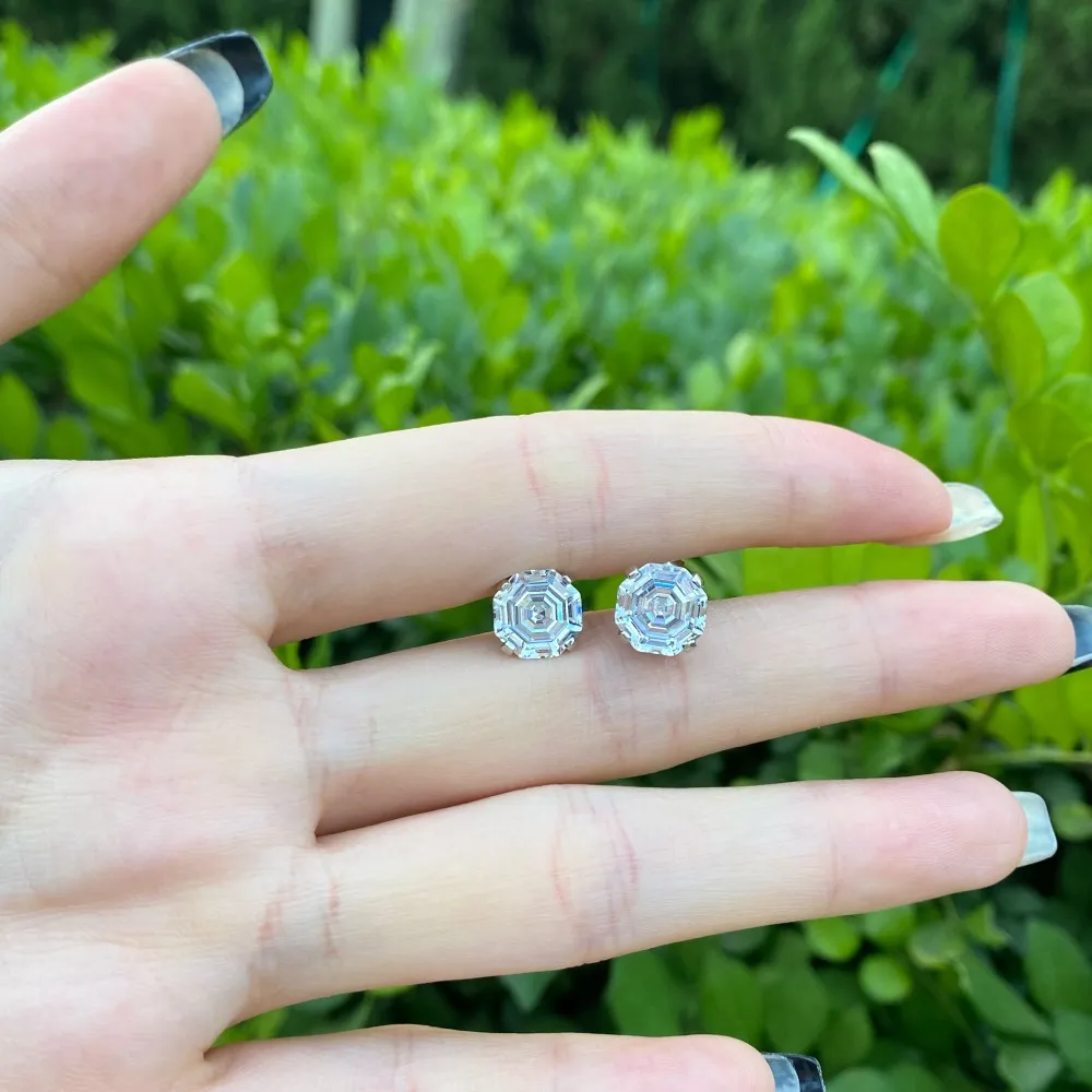 Shiny Octagon Zirconia Party Stud Earring 40200288 - image2