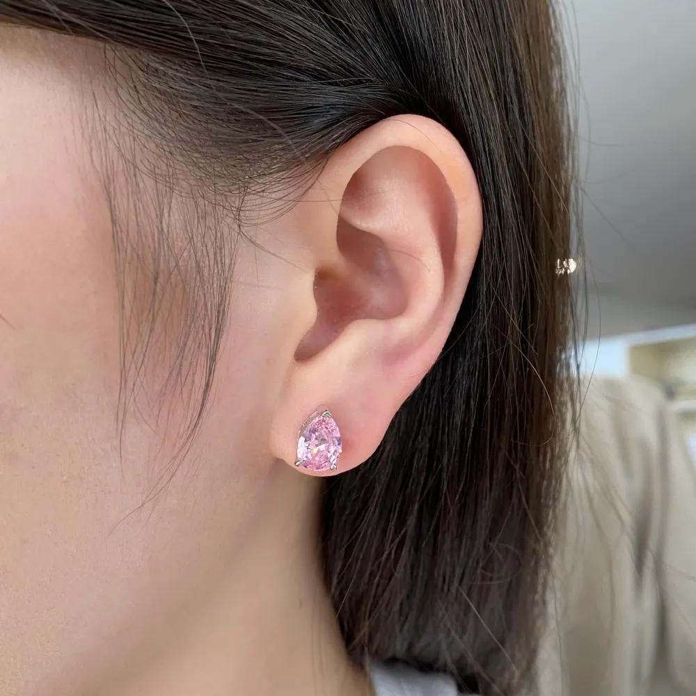 Pink Waterdrop Zirconia Stud Earring 40200290 - image1