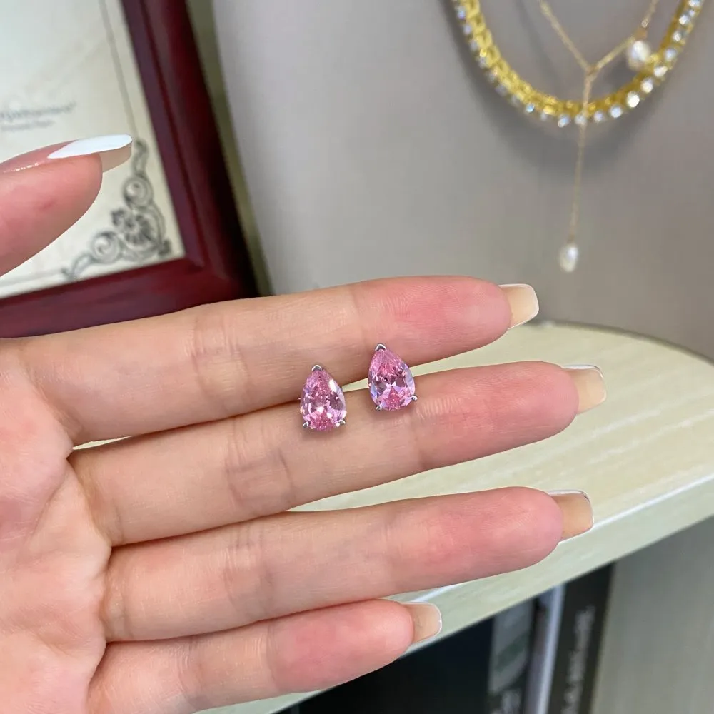 Pink Waterdrop Zirconia Stud Earring 40200290 - image2