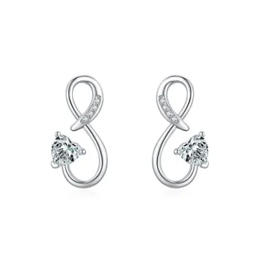 Zirconia Heart Infinity Stud Earring 40200292