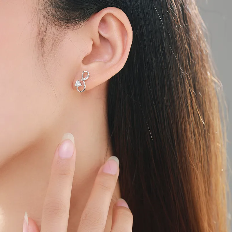 Zirconia Heart Infinity Stud Earring 40200292 - image1