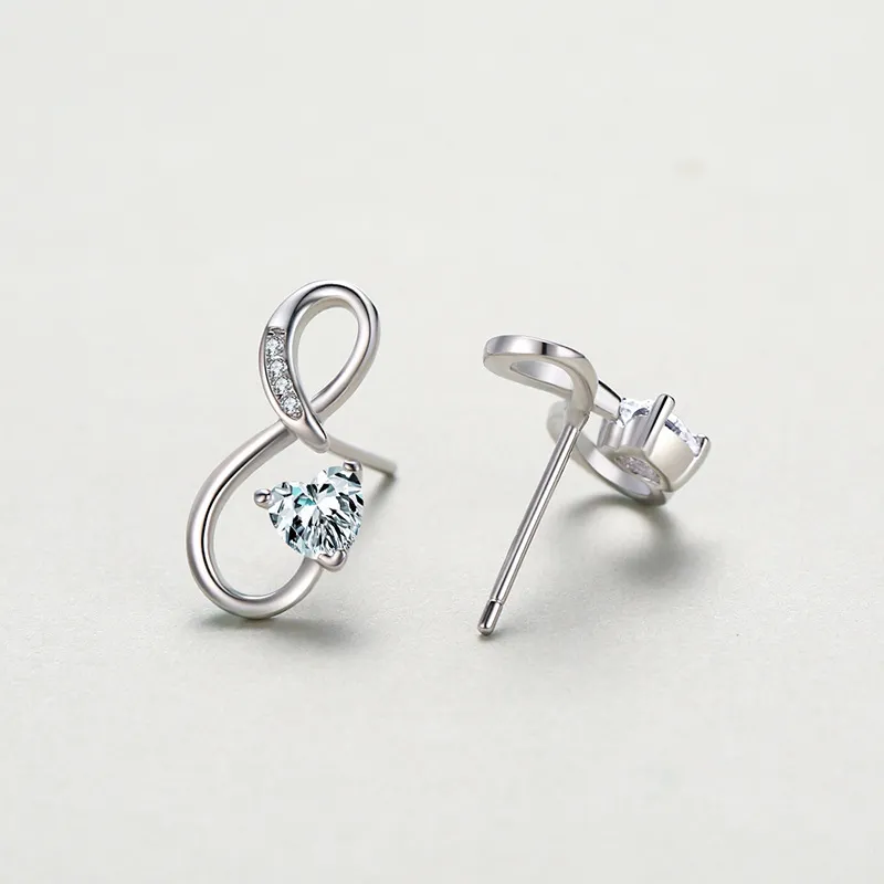 Zirconia Heart Infinity Stud Earring 40200292 - image2
