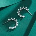 Zirconia Pearl Curve Stud Earring 40200293