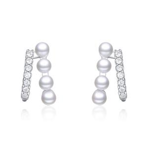 Zirconia Pearl Lines Stud Earring 40200294