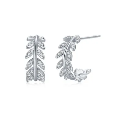 Zirconia Leaves Stud Earring 40200295