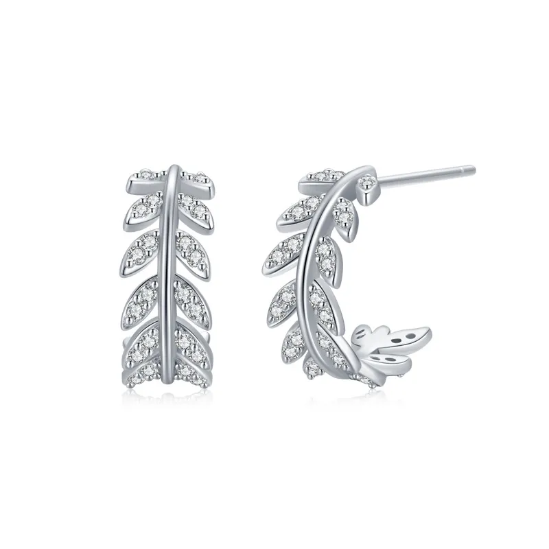 Zirconia Leaves Stud Earring 40200295