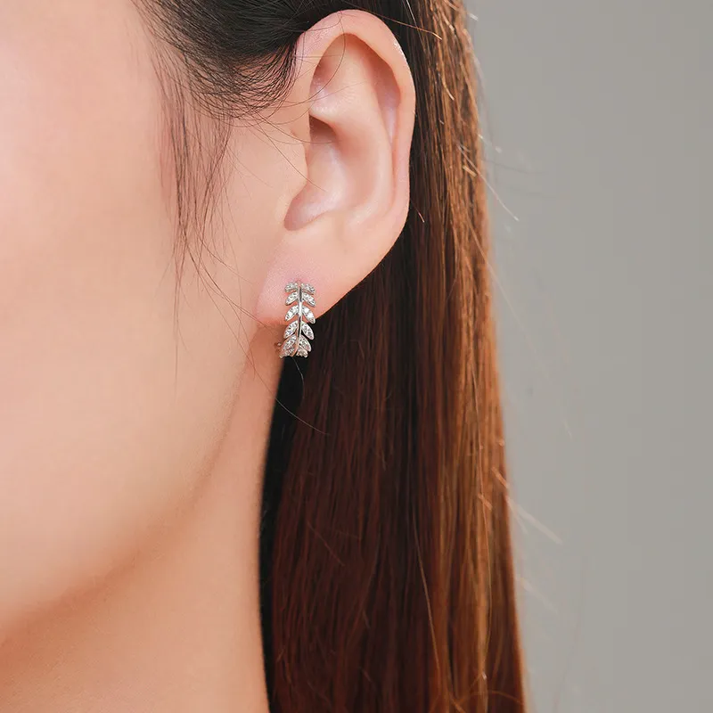 Zirconia Leaves Stud Earring 40200295 - image1