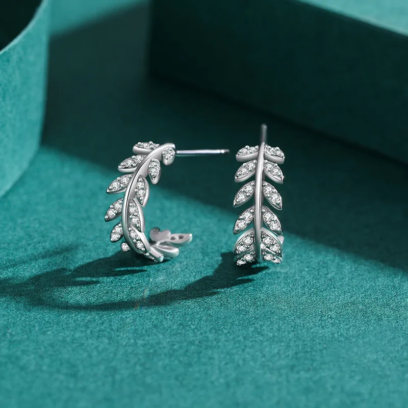 Zirconia Leaves Stud Earring 40200295 - image2