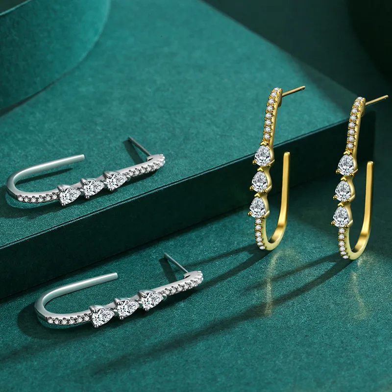 Waterdrop Zirconia Hoop Stud Earring 40200296 - image2