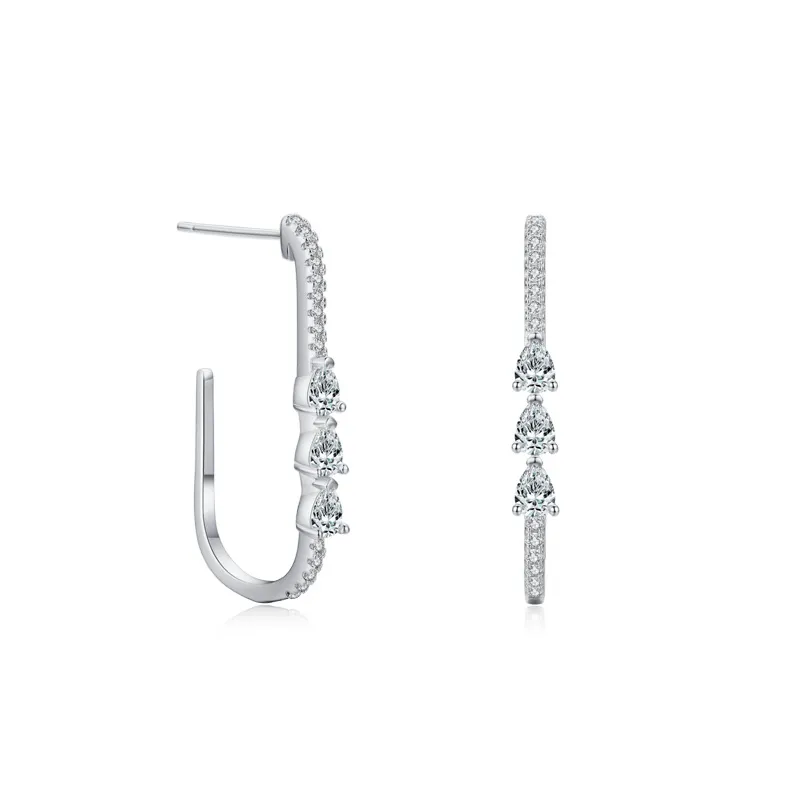 Waterdrop Zirconia Hoop Stud Earring 40200296