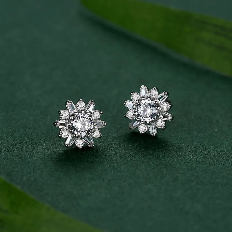 Sparkle Sunflower Zirconia Party Stud Earring 40200298 - image2