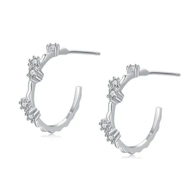 Minimalist Zirconia Hoop Stud Earring 40200299