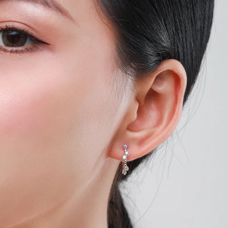 Minimalist Zirconia Hoop Stud Earring 40200299 - image1