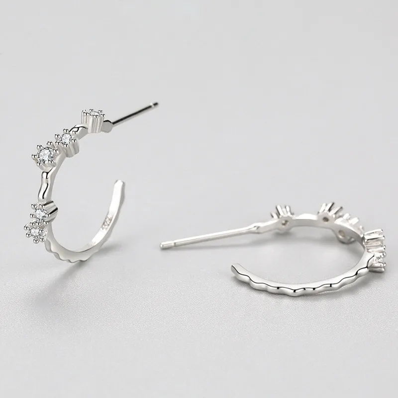 Minimalist Zirconia Hoop Stud Earring 40200299 - image2