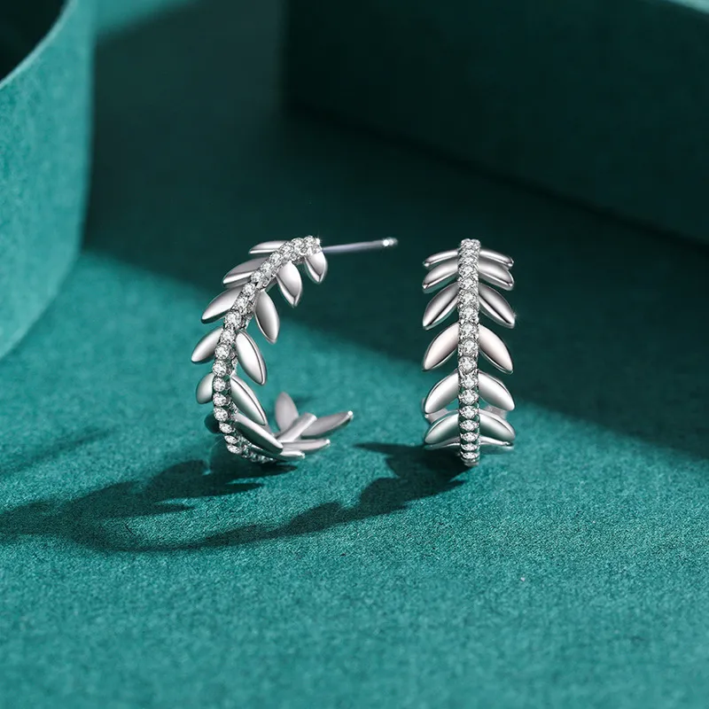 Zirconia Leaves Stud Earring 40200300 - image2