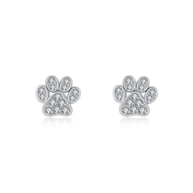 Full Zirconia Cat Footprint Stud Earring 40200302