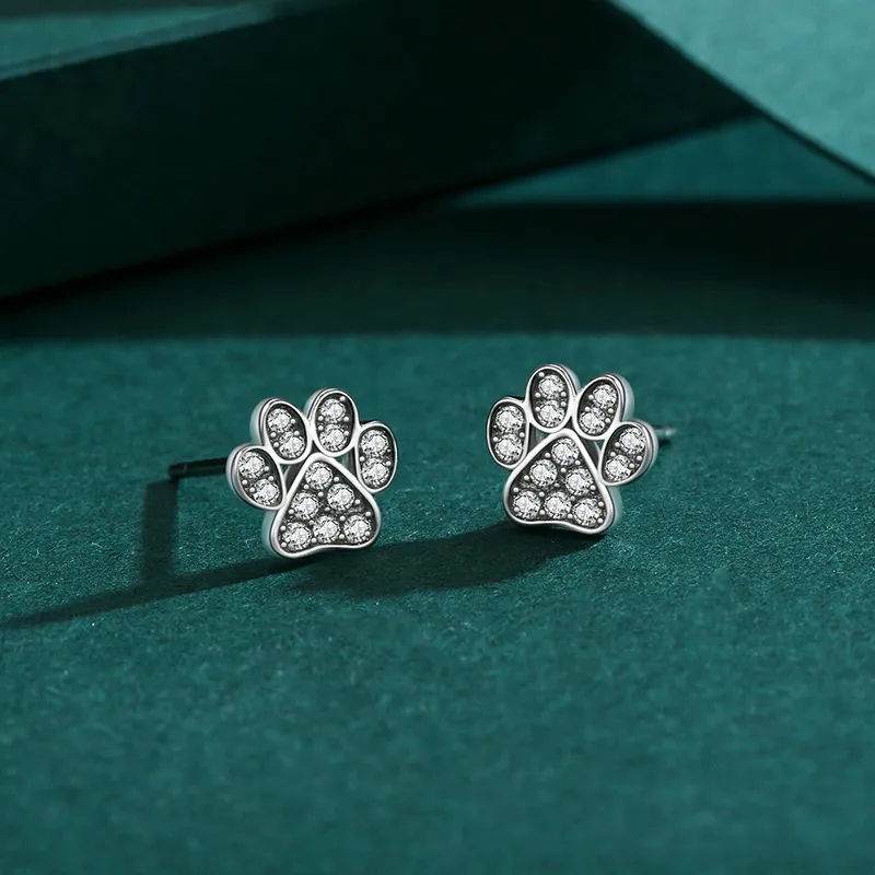 Full Zirconia Cat Footprint Stud Earring 40200302 - image2