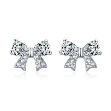 Lovely Zirconia Bow Stud Earring 40200305