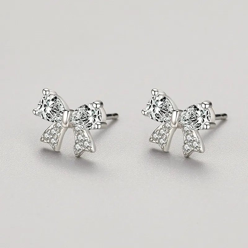 Lovely Zirconia Bow Stud Earring 40200305 - image2