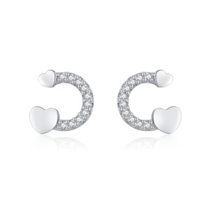 Zirconia Heart U Shape Stud Earring 40200307